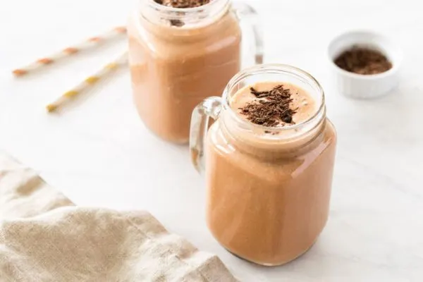 Vegan Chocolate Peanut Butter Banana Smoothie Snack