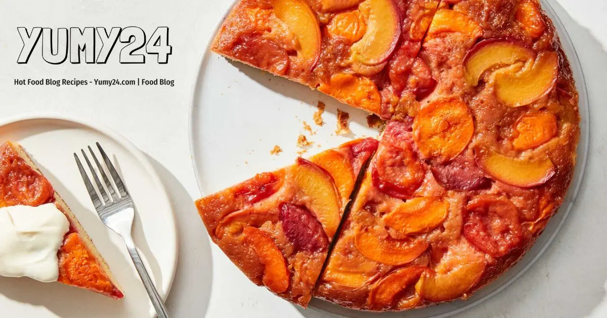 Upside-Down Peach Cornbread Cake Recipe Summer Dessert 2024